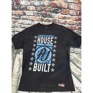 WWE Authentic AJ Styles The House That AJ Built Black Graphic T-Shirt Mens Large